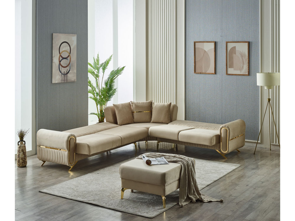 Royal Convertible Sectional Sofa Beige by Furnia at Eve Furniture