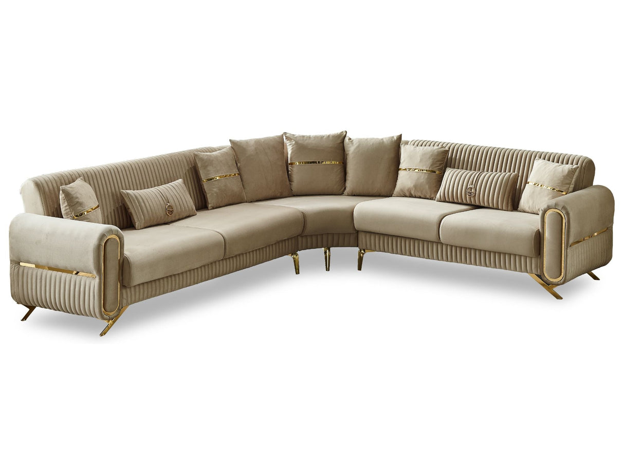Royal Convertible Sectional Sofa Beige by Furnia at Eve Furniture