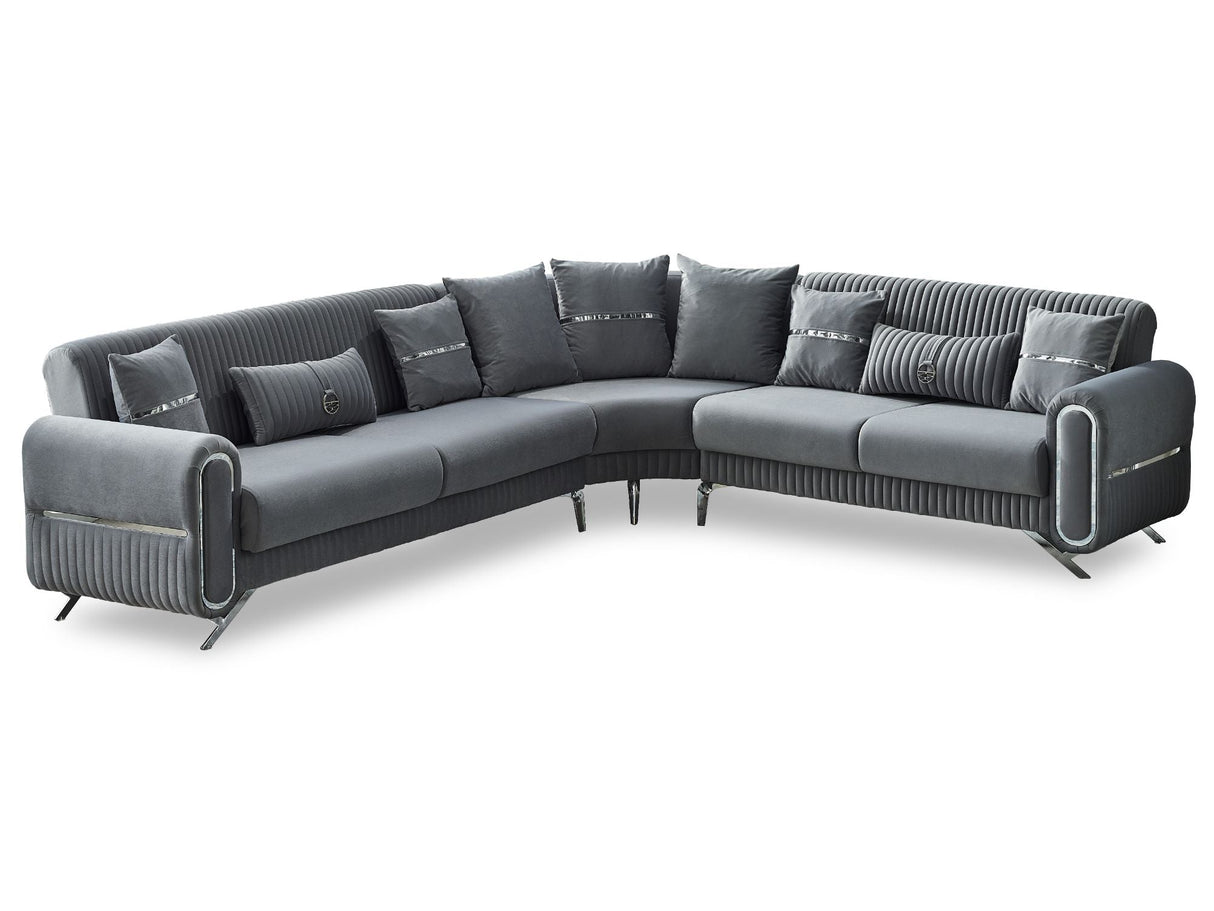 Royal Convertible Sectional Sofa Grey by Furnia at Eve Furniture