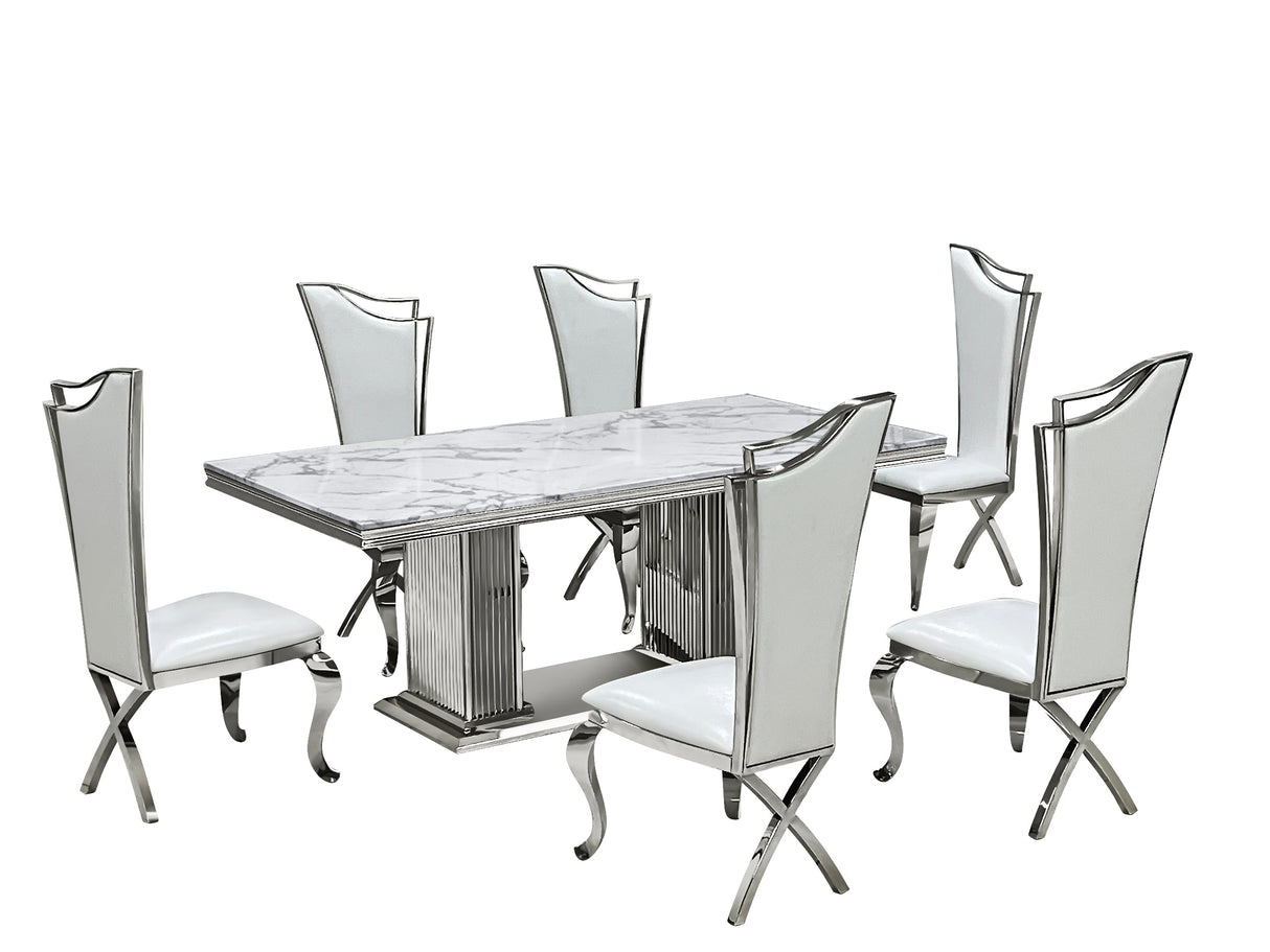 Royal Elegance Silver/White Dining Chairs Set of 2 by Happy Homes at Eve Furniture