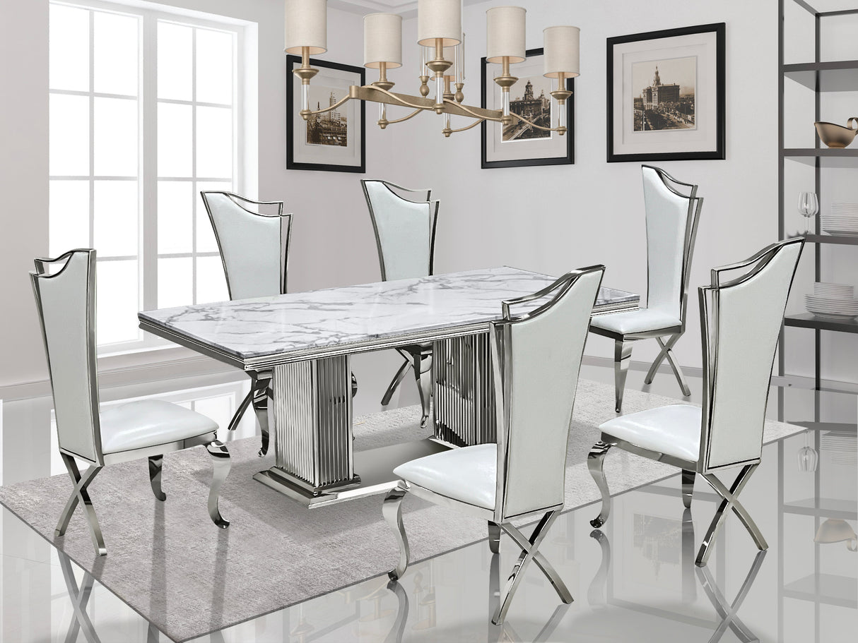Royal Elegance Silver/White Dining Chairs Set of 2 by Happy Homes at Eve Furniture