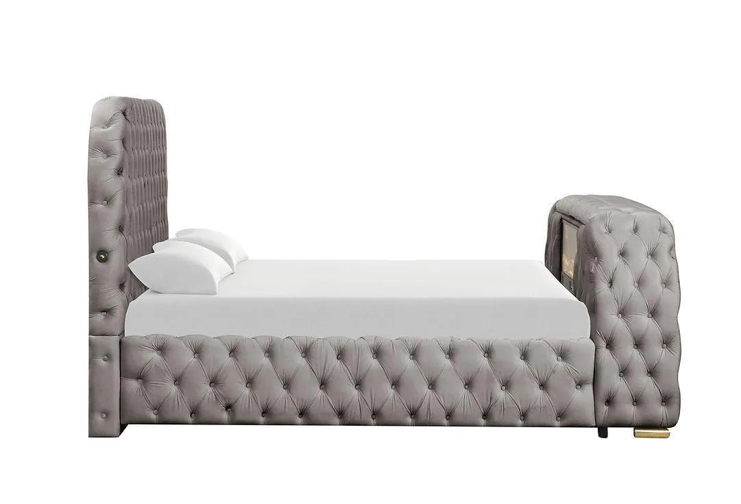 Royal Grey King Platform Bed by New Era Innovations at Eve Furniture