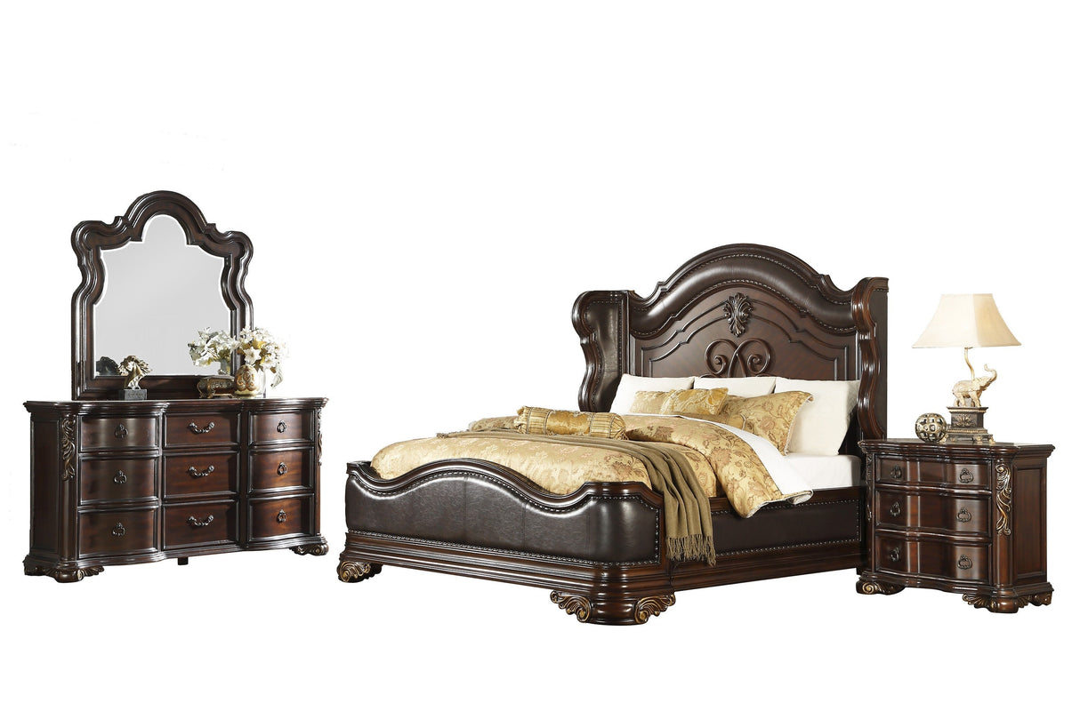 Royal Highlands Rich Cherry California King Upholstered Panel Bed by Homelegance at Eve Furniture