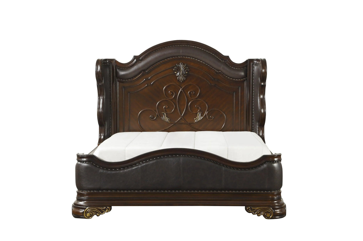 Royal Highlands Rich Cherry King Upholstered Panel Bed by Homelegance at Eve Furniture