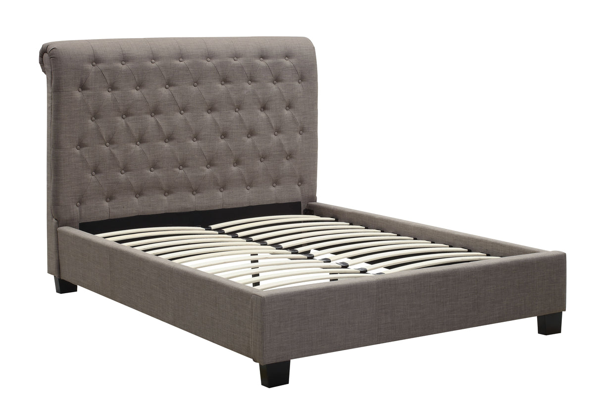 Royal Tufted Platform Bed in Dolphin Linen by Modus Furniture at Eve Furniture