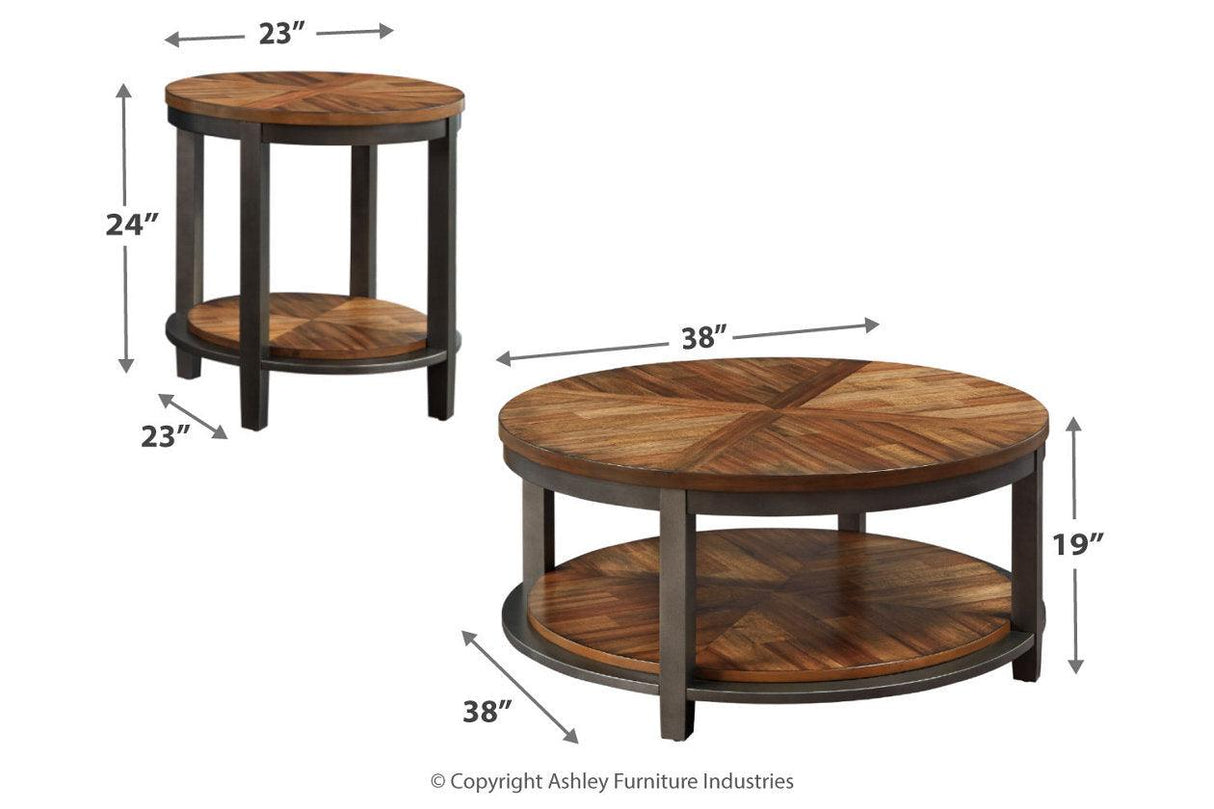 Roybeck Light Brown/Bronze Table by Ashley at Eve Furniture
