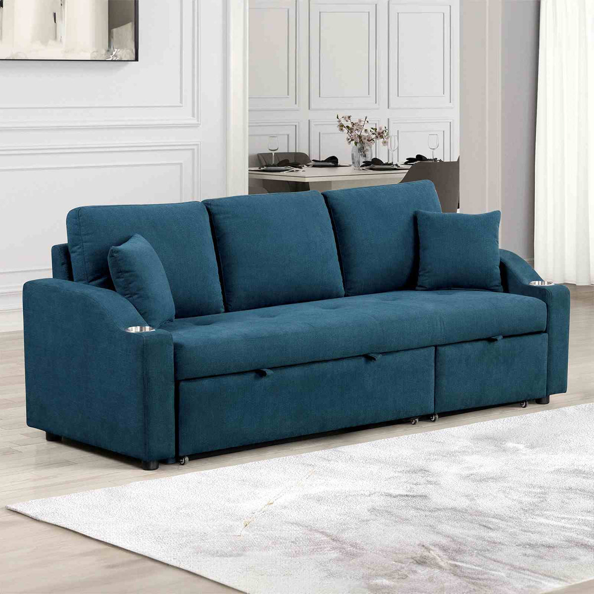Royden Blue Sleeper Sofa with Chaise by Furniture of America at Eve Furniture