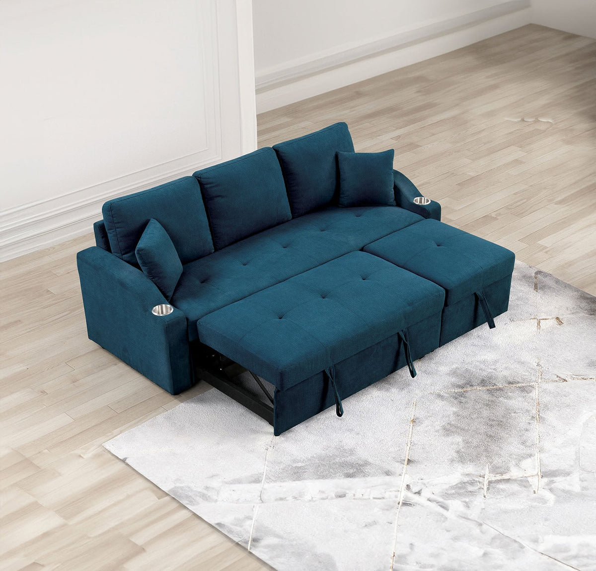 Royden Blue Sleeper Sofa with Chaise by Furniture of America at Eve Furniture
