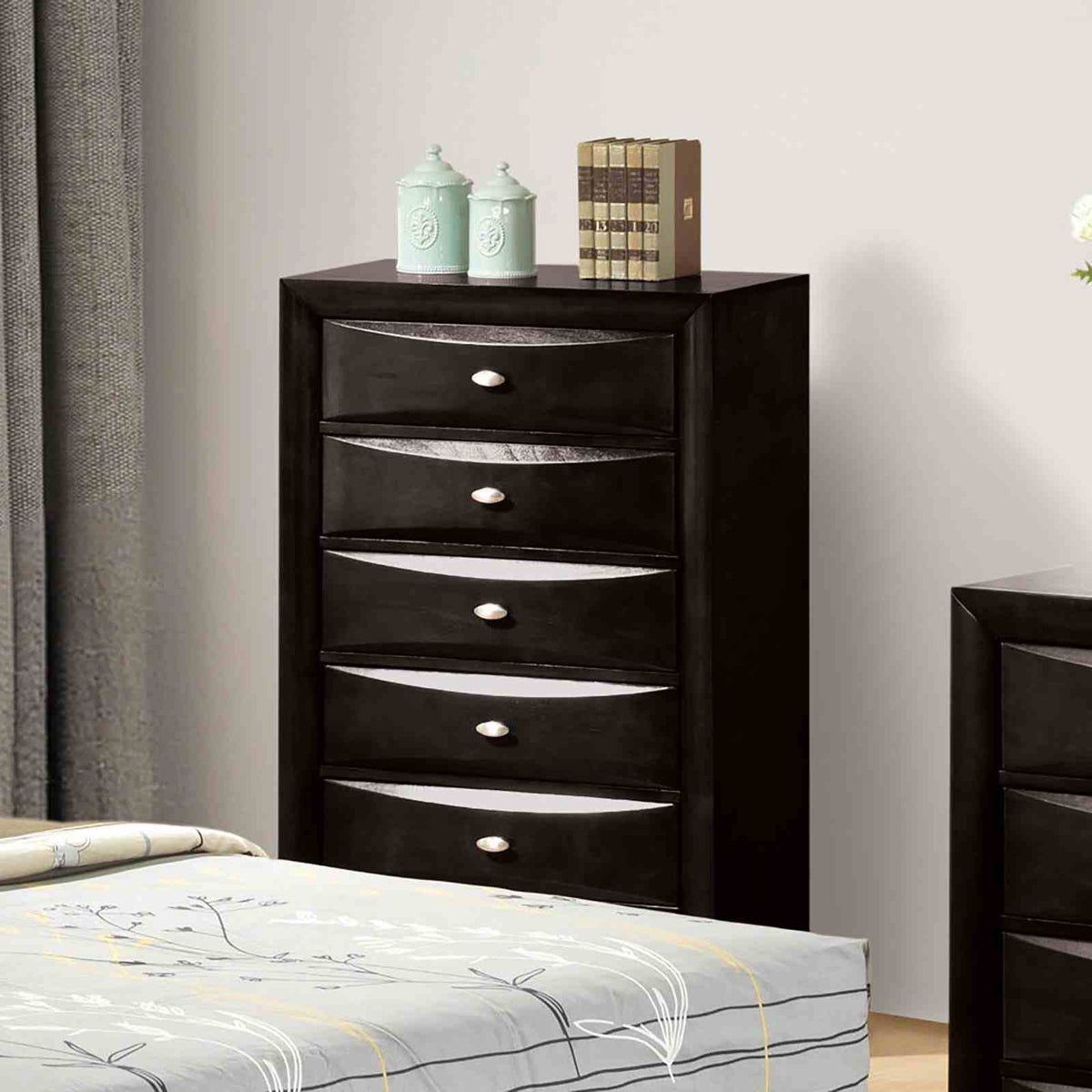 Zosimo Black 5-Piece Queen Bedroom Set by Furniture of America at Eve Furniture