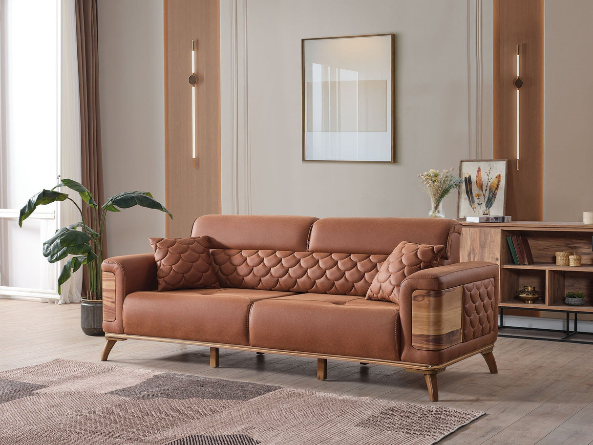 Ruby 3-pieces (Sofa & Loveseat & Chair) Livingroom Set in Brick by Furnia at Eve Furniture