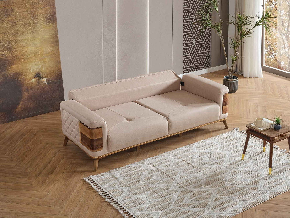 Ruby Beige Convertible Sofa by Furnia at Eve Furniture