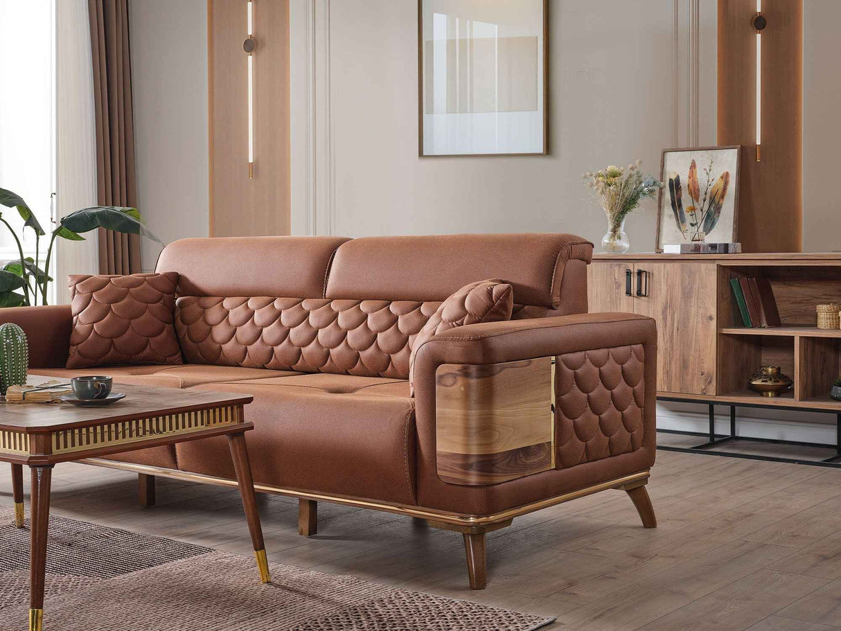 Ruby Convertible Loveseat Brick by Furnia at Eve Furniture