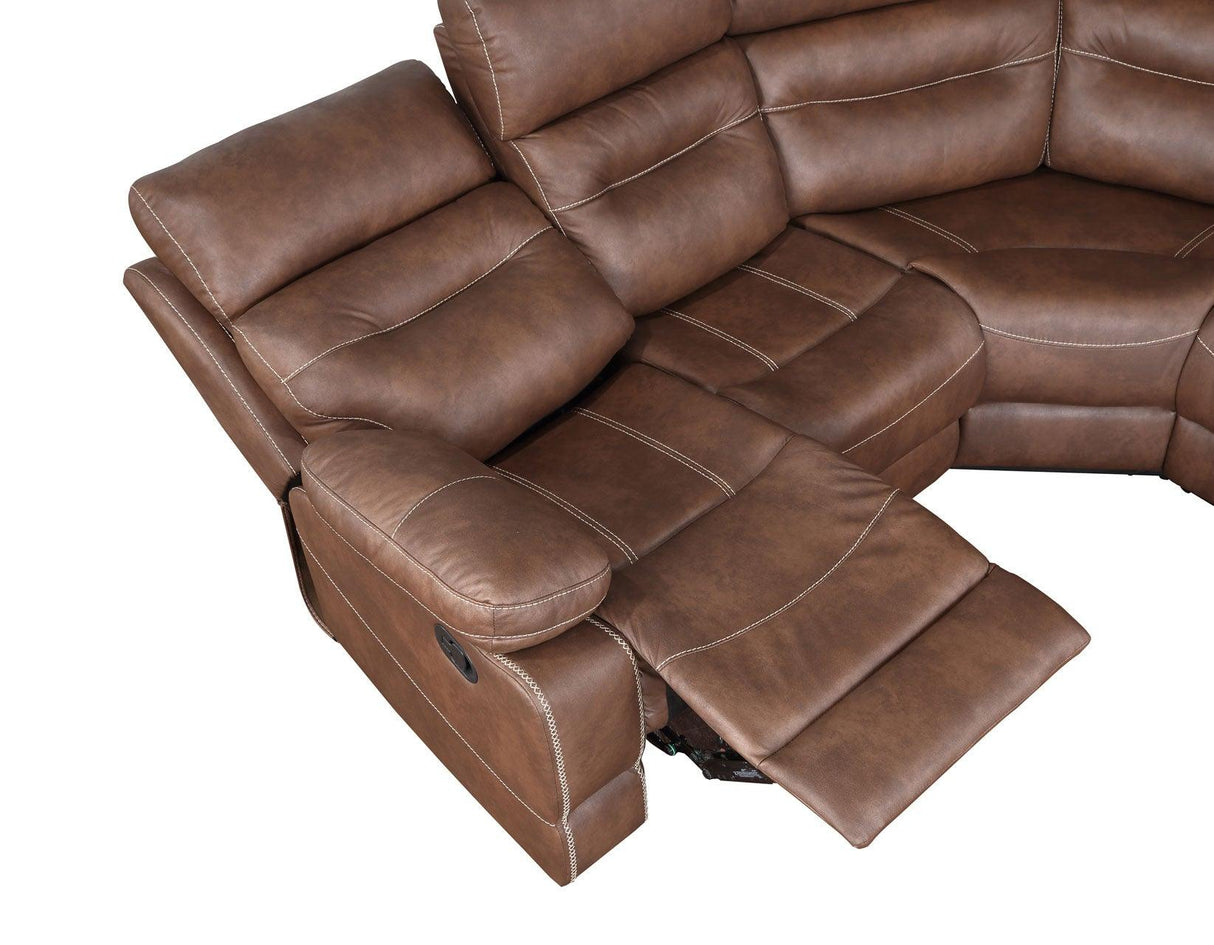 Rudger Chestnut 3-Piece Reclining Sectional by Steve Silver at Eve Furniture