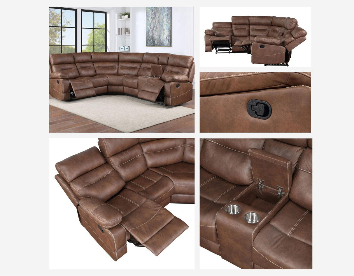 Rudger Chestnut 3-Piece Reclining Sectional by Steve Silver at Eve Furniture