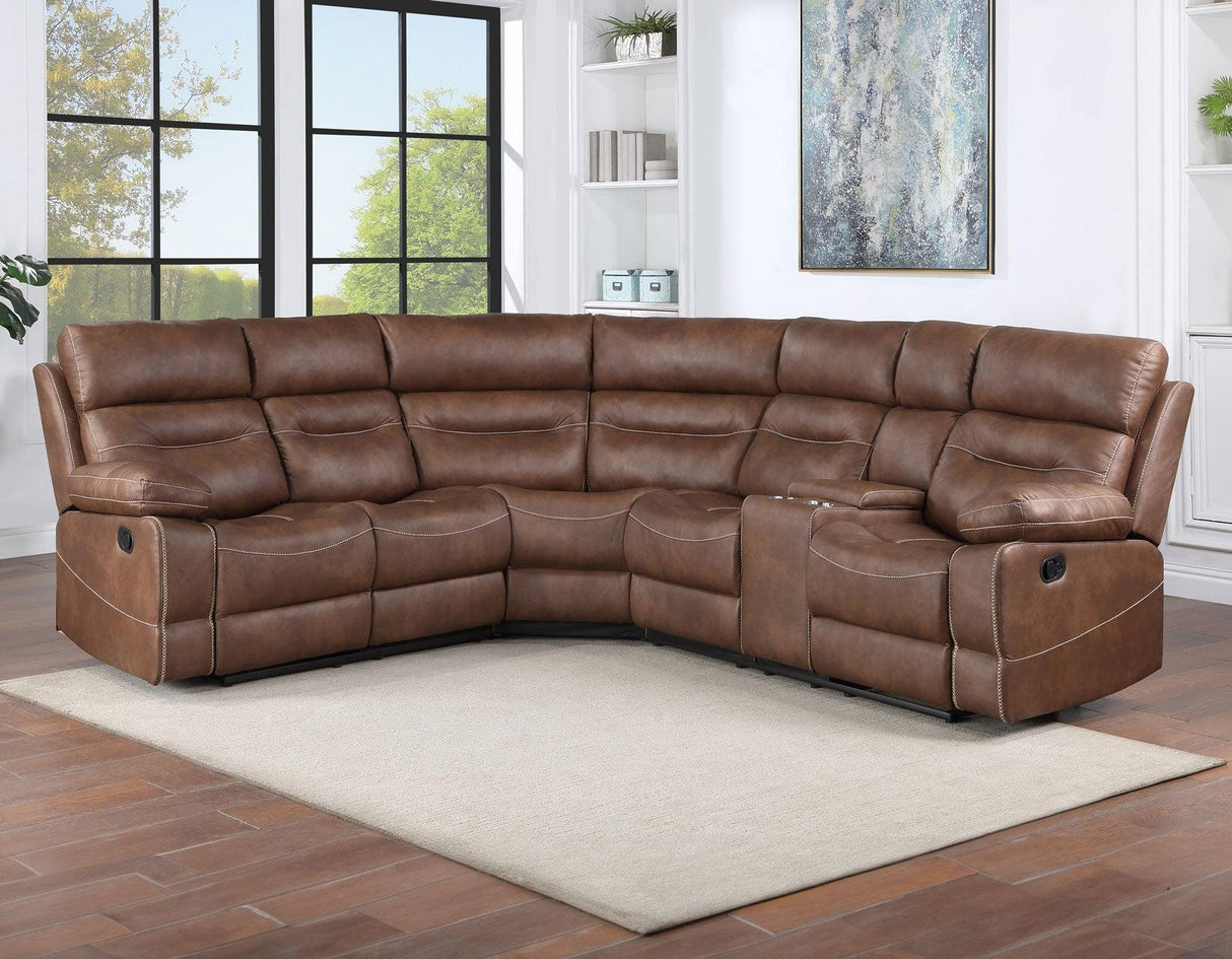 Rudger Chestnut 3-Piece Reclining Sectional by Steve Silver at Eve Furniture