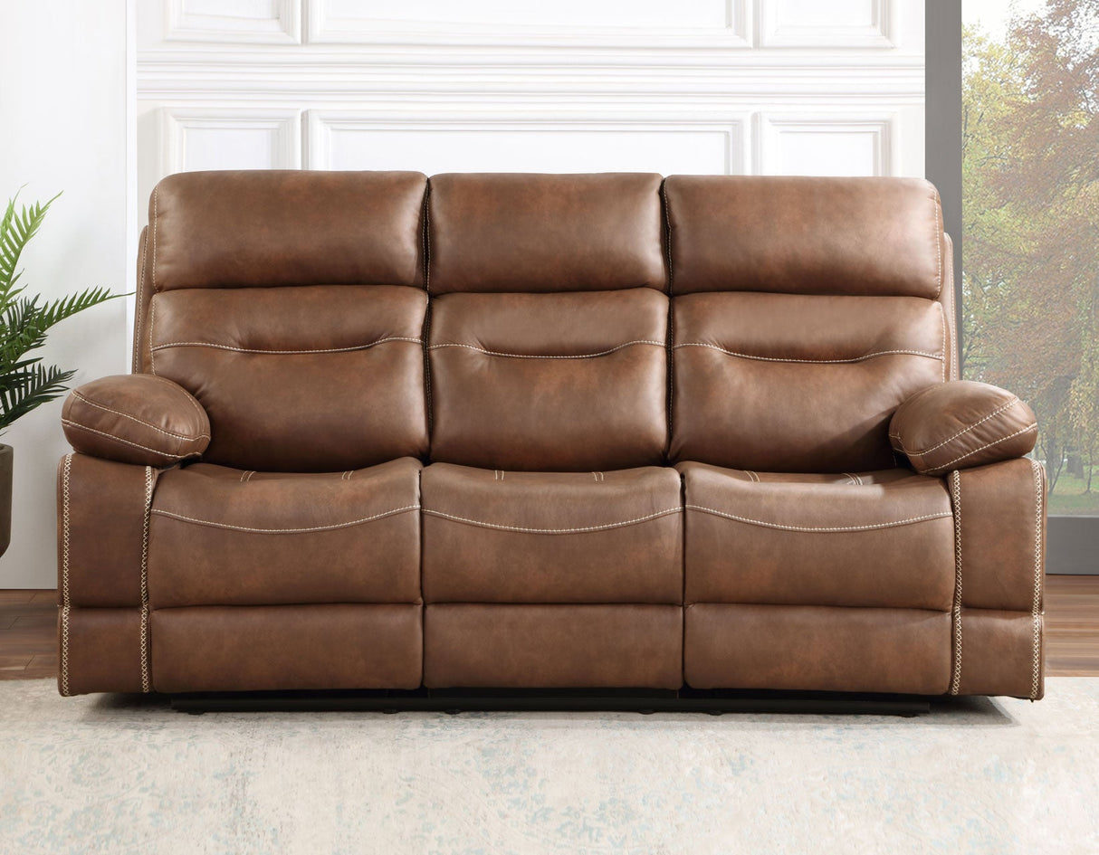 Rudger Chestnut Reclining Sofa by Steve Silver at Eve Furniture