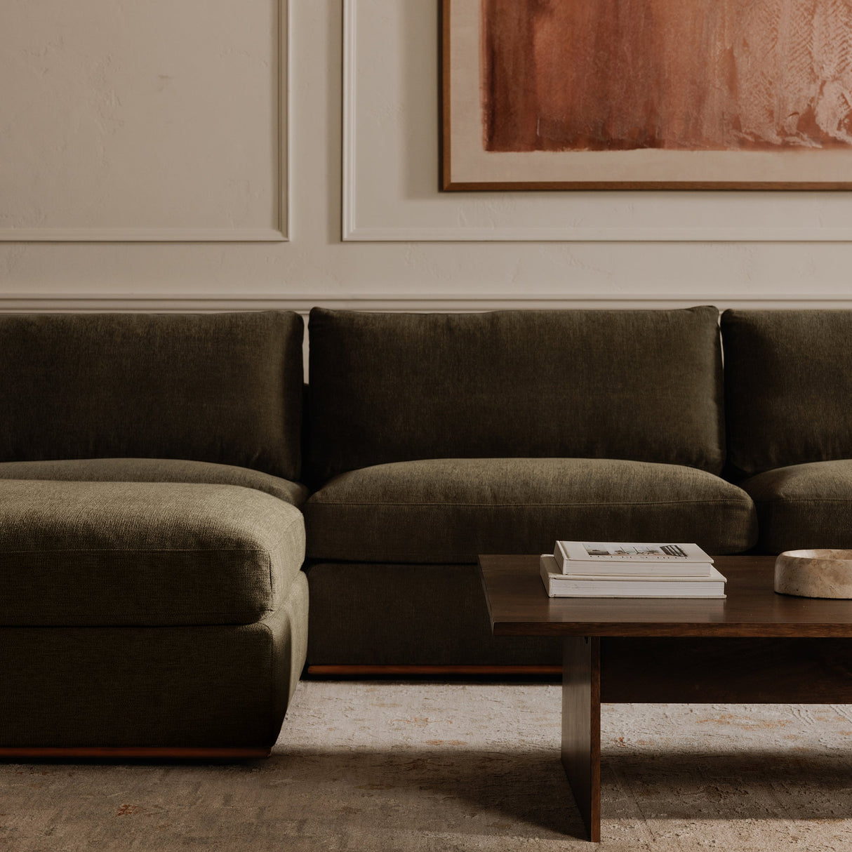 Rue Deep Green Ottoman by MOES at Eve Furniture