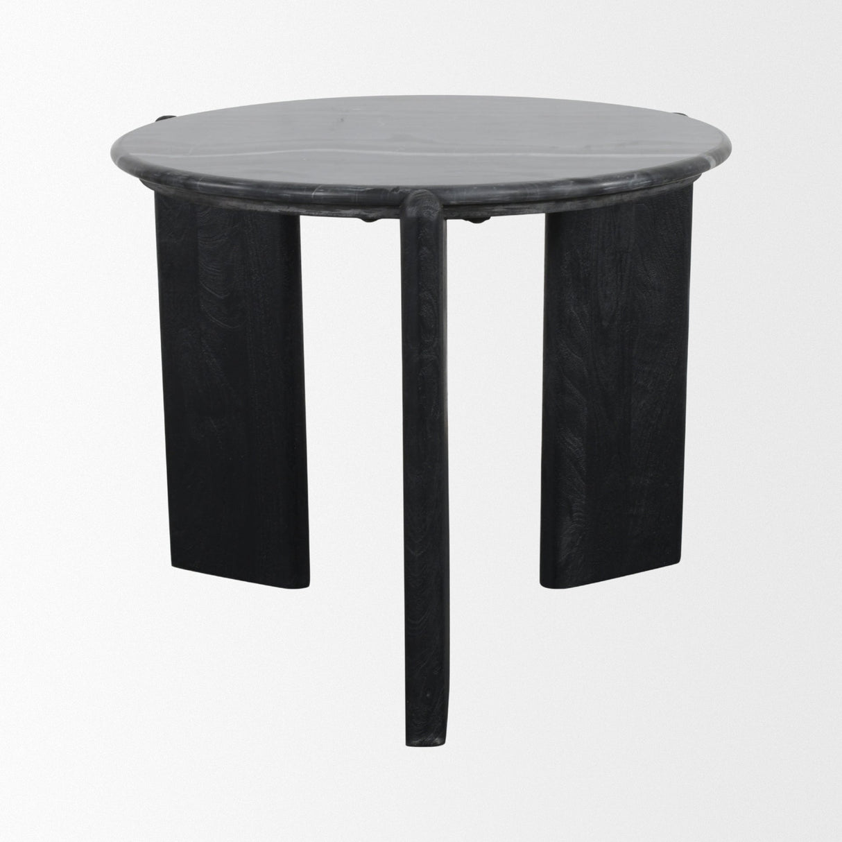 Rumer Black Wood w/ Black Marble Side Table by Mercana at Eve Furniture