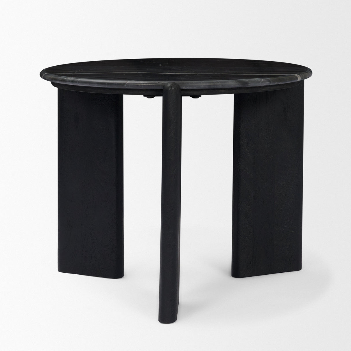 Rumer Black Wood w/ Black Marble Side Table by Mercana at Eve Furniture