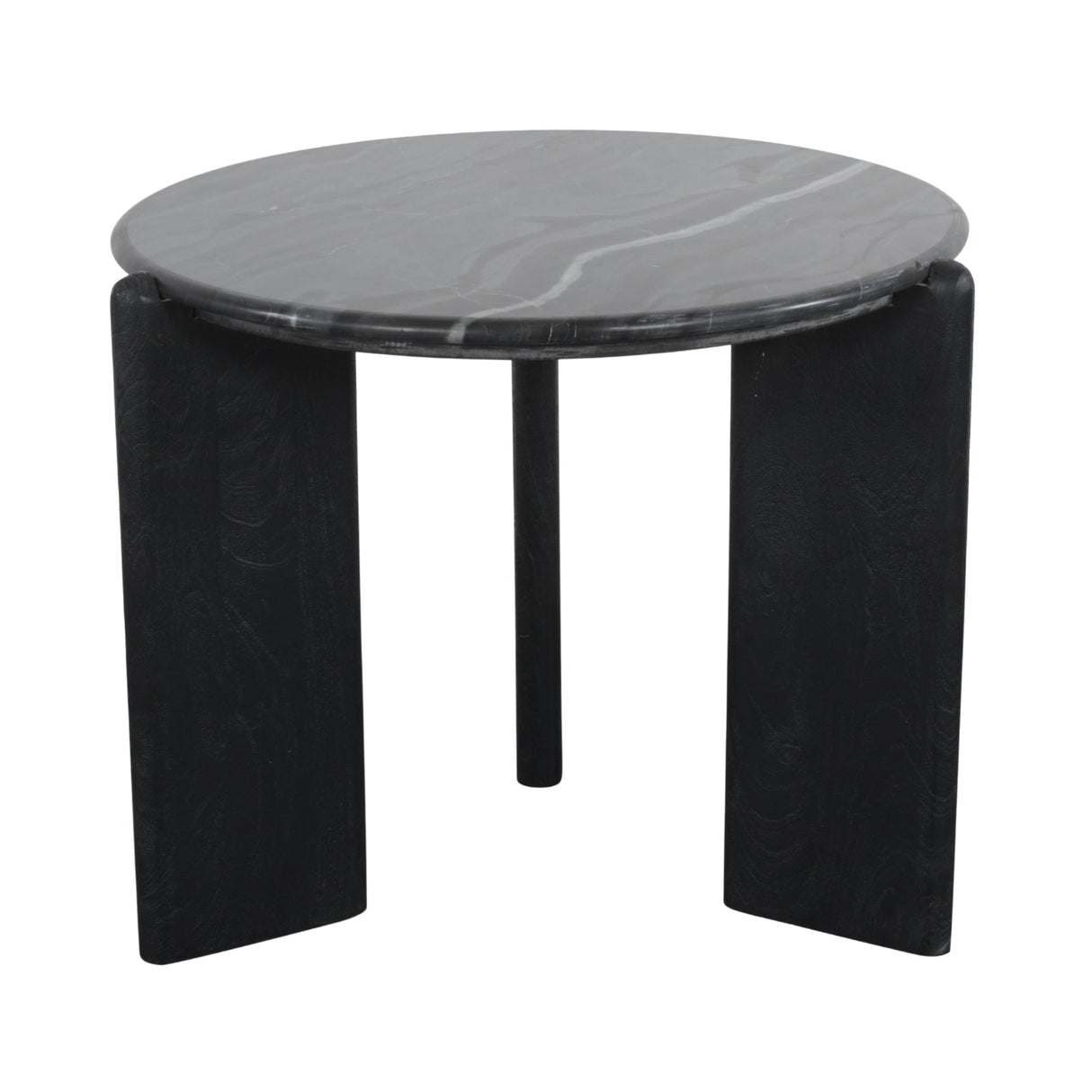 Rumer Black Wood w/ Black Marble Side Table by Mercana at Eve Furniture