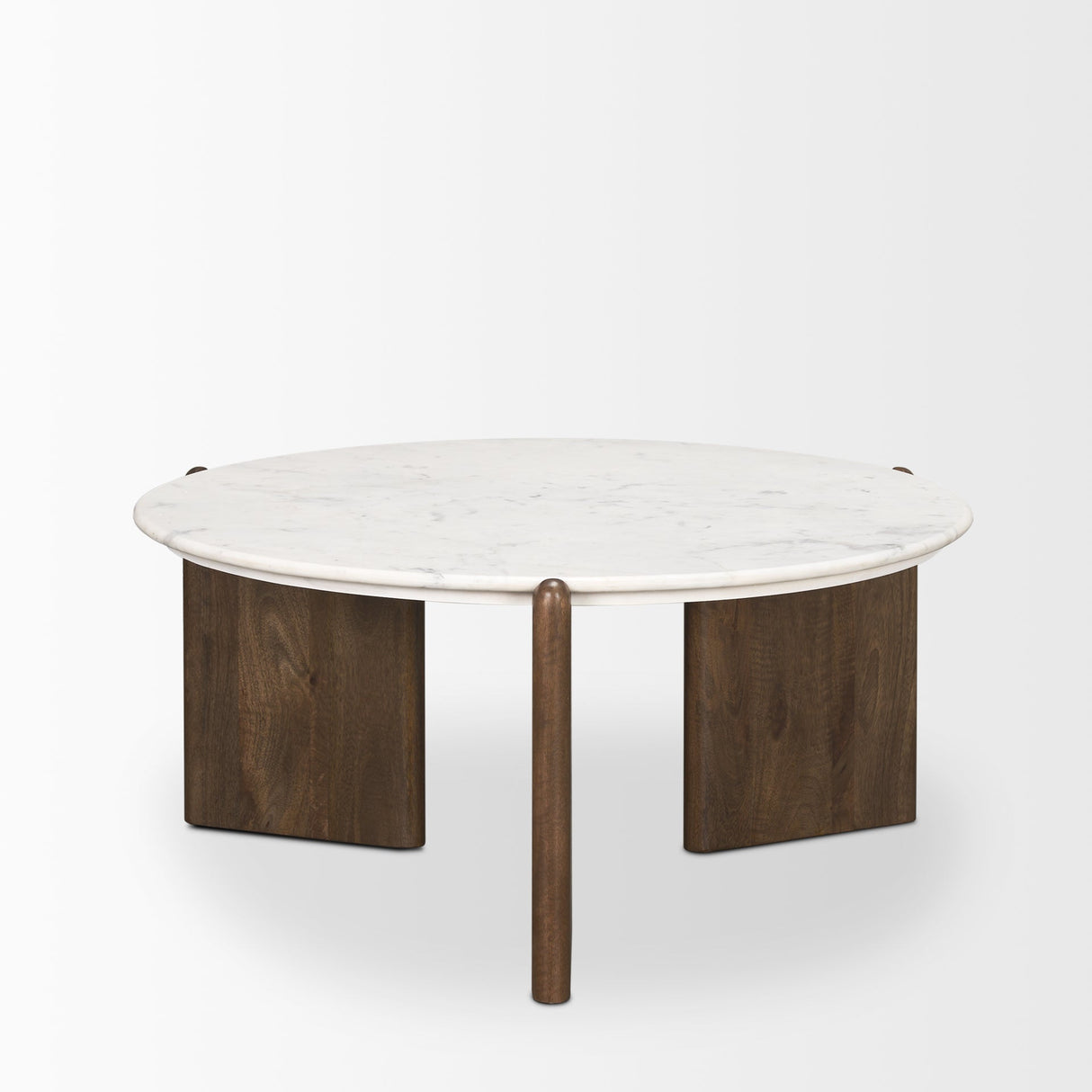 Rumer Dark Brown Wood w/ White Marble Coffee Table by Mercana at Eve Furniture