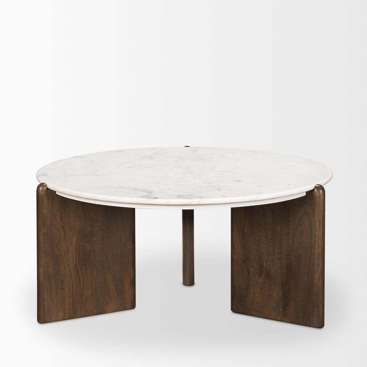 Rumer Dark Brown Wood w/ White Marble Coffee Table by Mercana at Eve Furniture