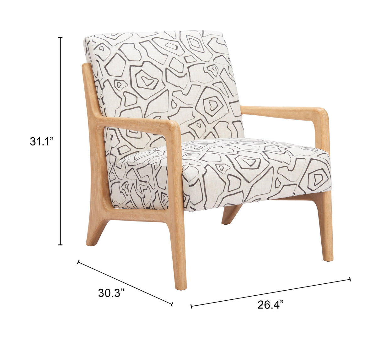 Runa Beige & Natural Accent Chair by Zuomod at Eve Furniture
