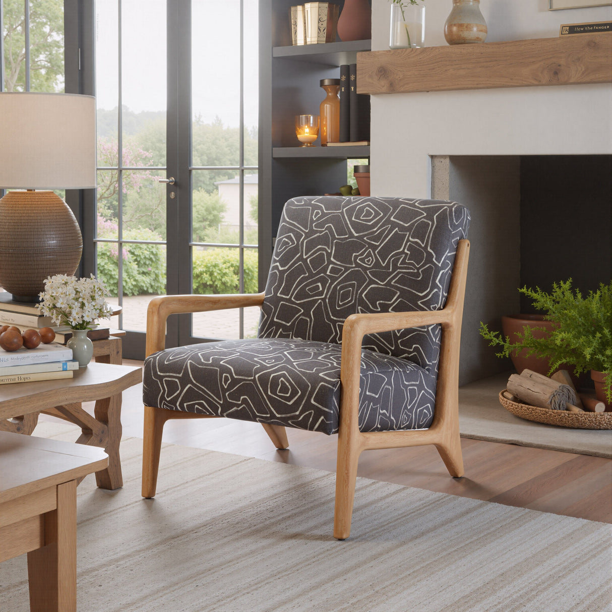 Runa Gray & Natural Accent Chair by Zuomod at Eve Furniture