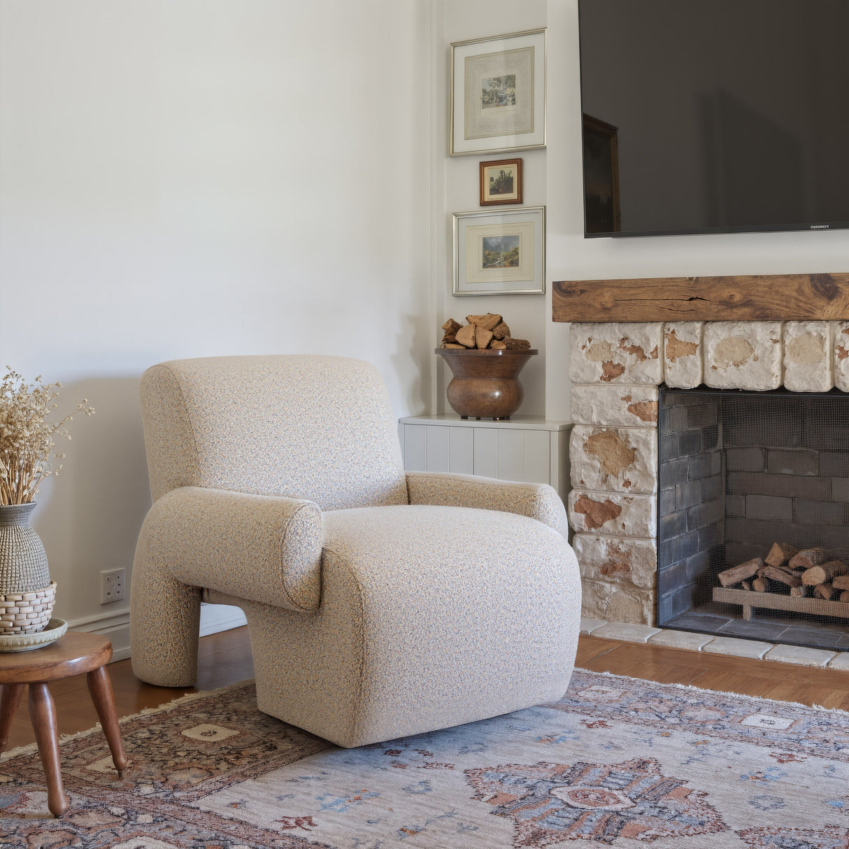 Rura Heathered Beige Accent Chair by Zuomod at Eve Furniture