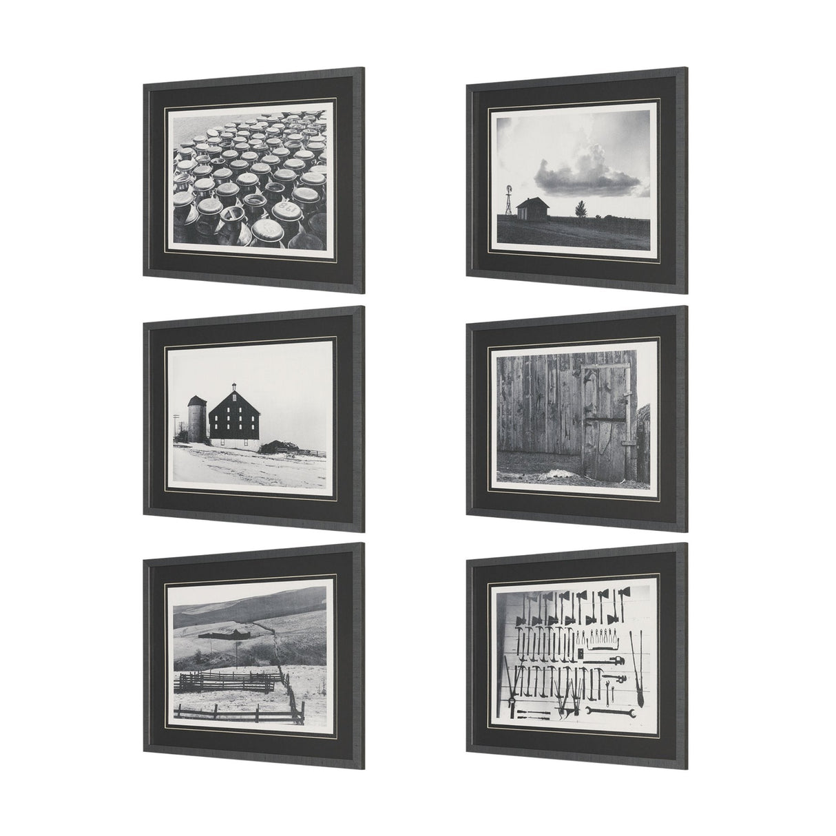 Rural Rows (Set of 6) by The Chelsea Collection Textured Framed Art Print Matted under Glass by Mercana at Eve Furniture