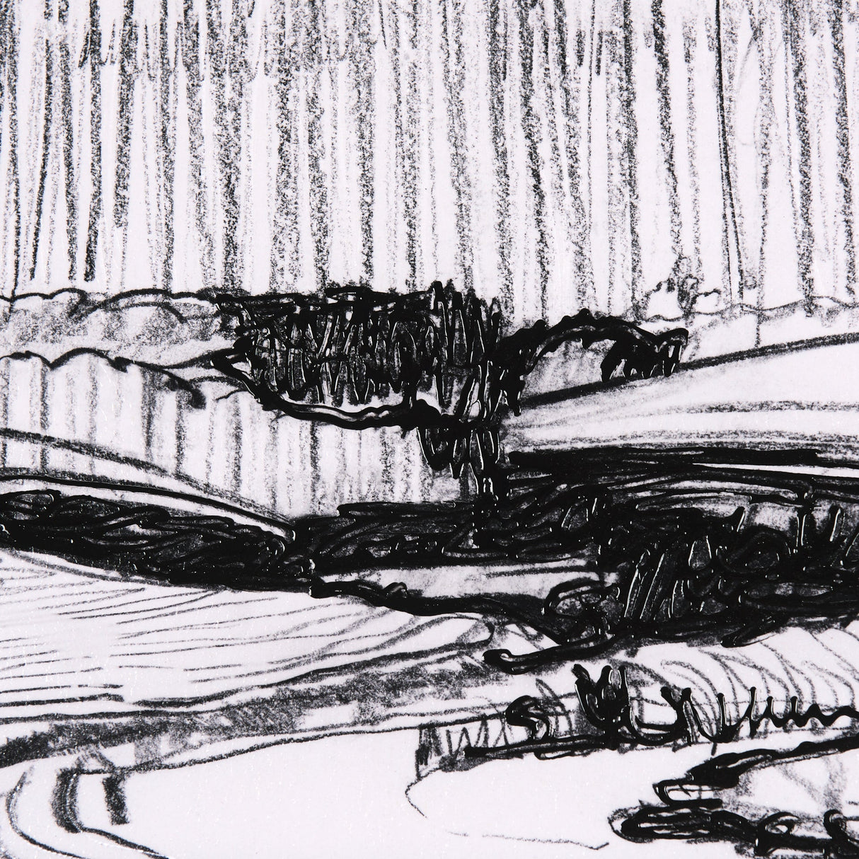 Rural Sketch-I by Mercana Studio a Hand Embellished Textured Framed Art Print by Mercana at Eve Furniture