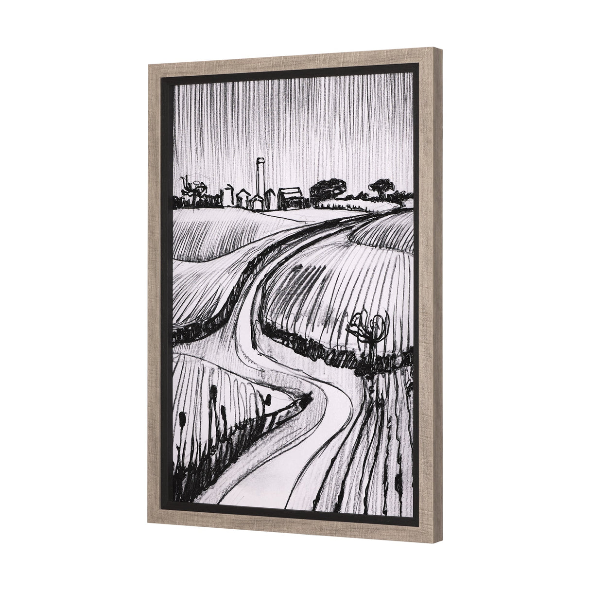 Rural Sketch-II by Mercana Studio a Hand Embellished Textured Framed Art Print by Mercana at Eve Furniture