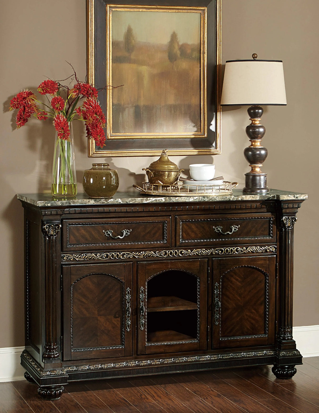 Russian Hill Warm Cherry Server by Homelegance at Eve Furniture