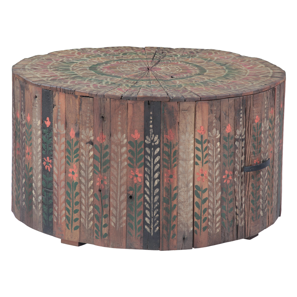 Rustic Roots 32" Hand Painted Round Coffee Table with Storage Drawer by Home Trends & Design at Eve Furniture