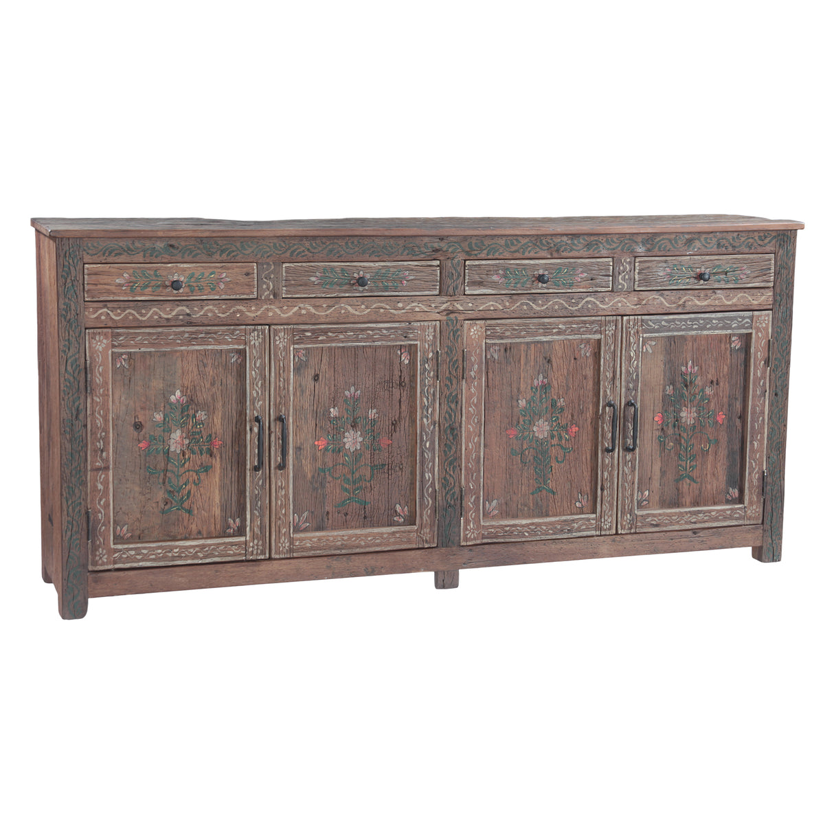 Rustic Roots 79" Hand Painted Sideboard with Four Doors and Four Drawers by Home Trends & Design at Eve Furniture