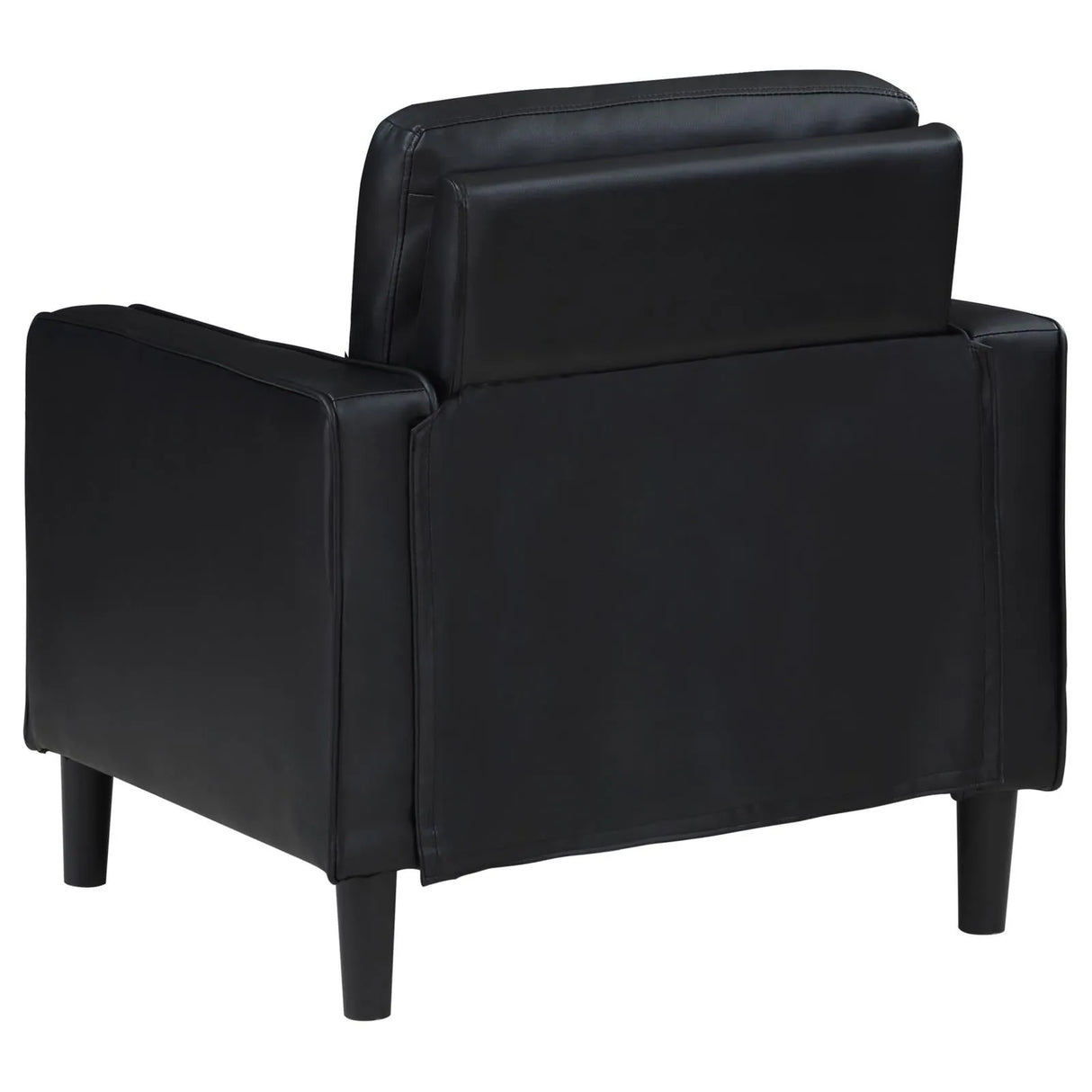 Ruth Black Upholstered Track Arm Faux Leather Living Room Set by Coaster at Eve Furniture
