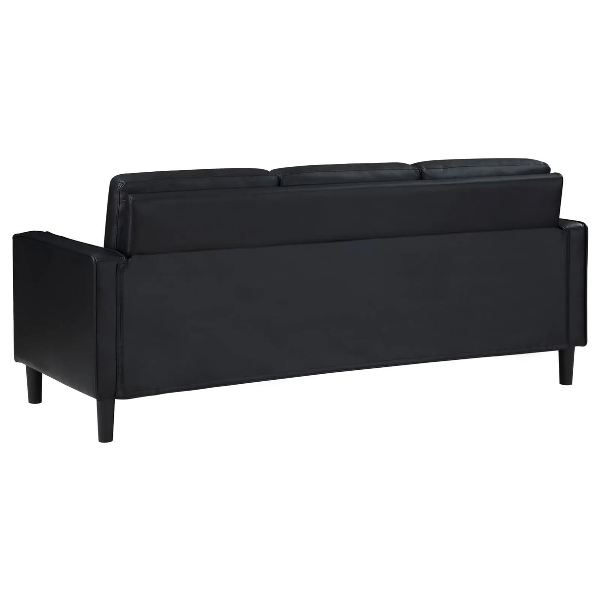 Ruth Black Upholstered Track Arm Faux Leather Living Room Set by Coaster at Eve Furniture