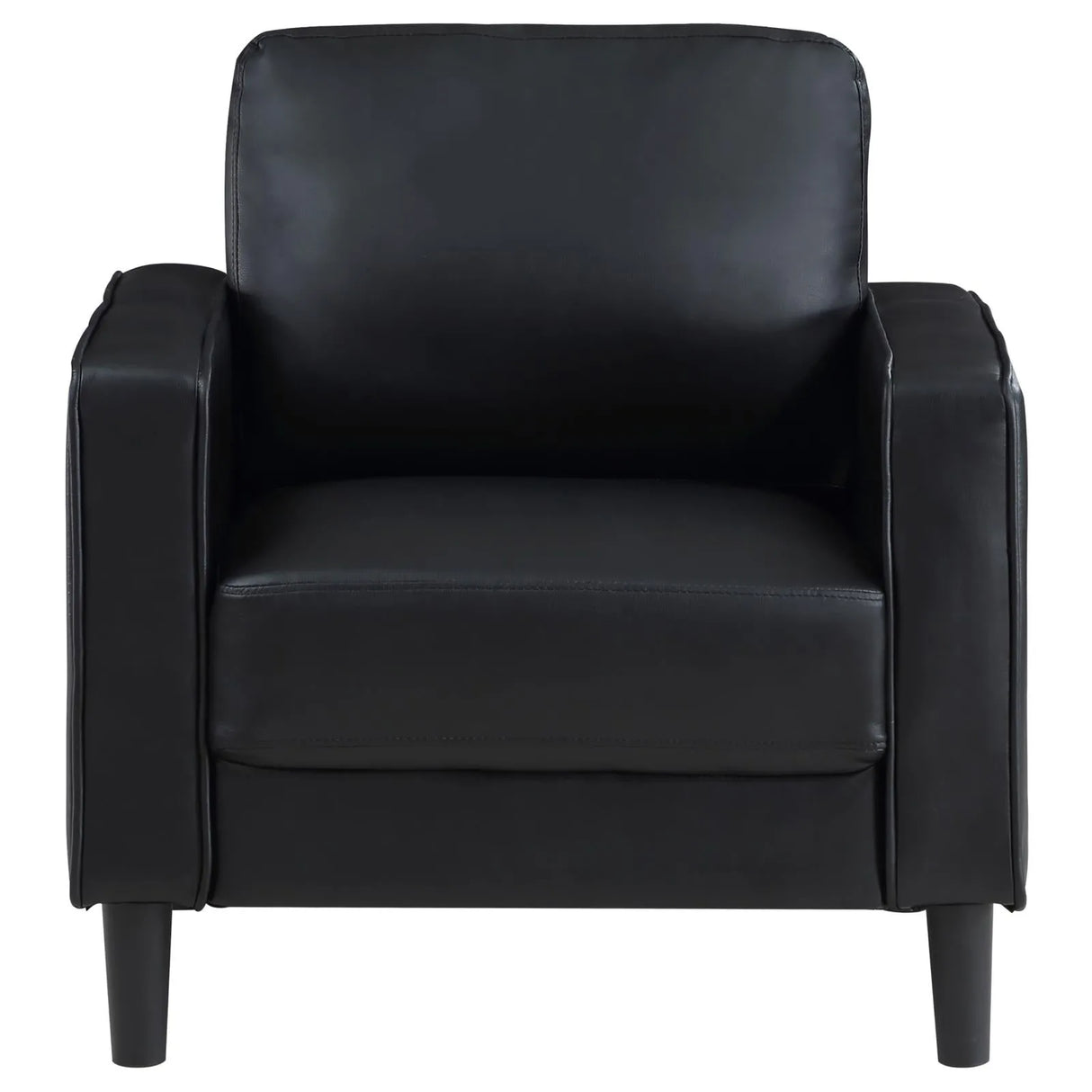Ruth Black Upholstered Track Arm Faux Leather Living Room Set by Coaster at Eve Furniture