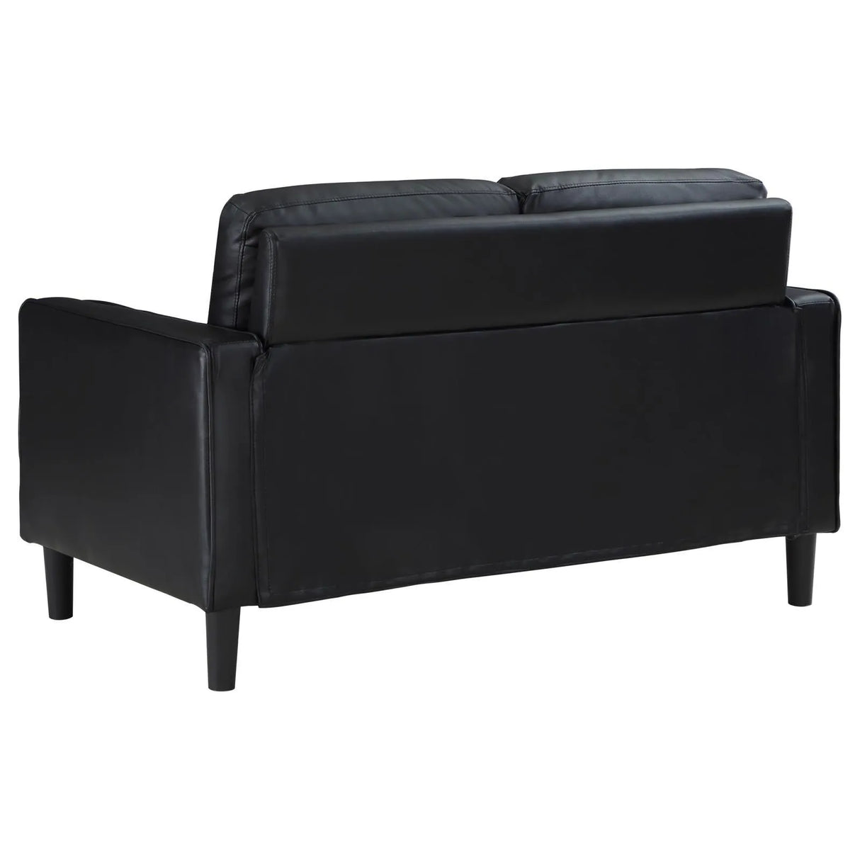 Ruth Black Upholstered Track Arm Faux Leather Loveseat by Coaster at Eve Furniture