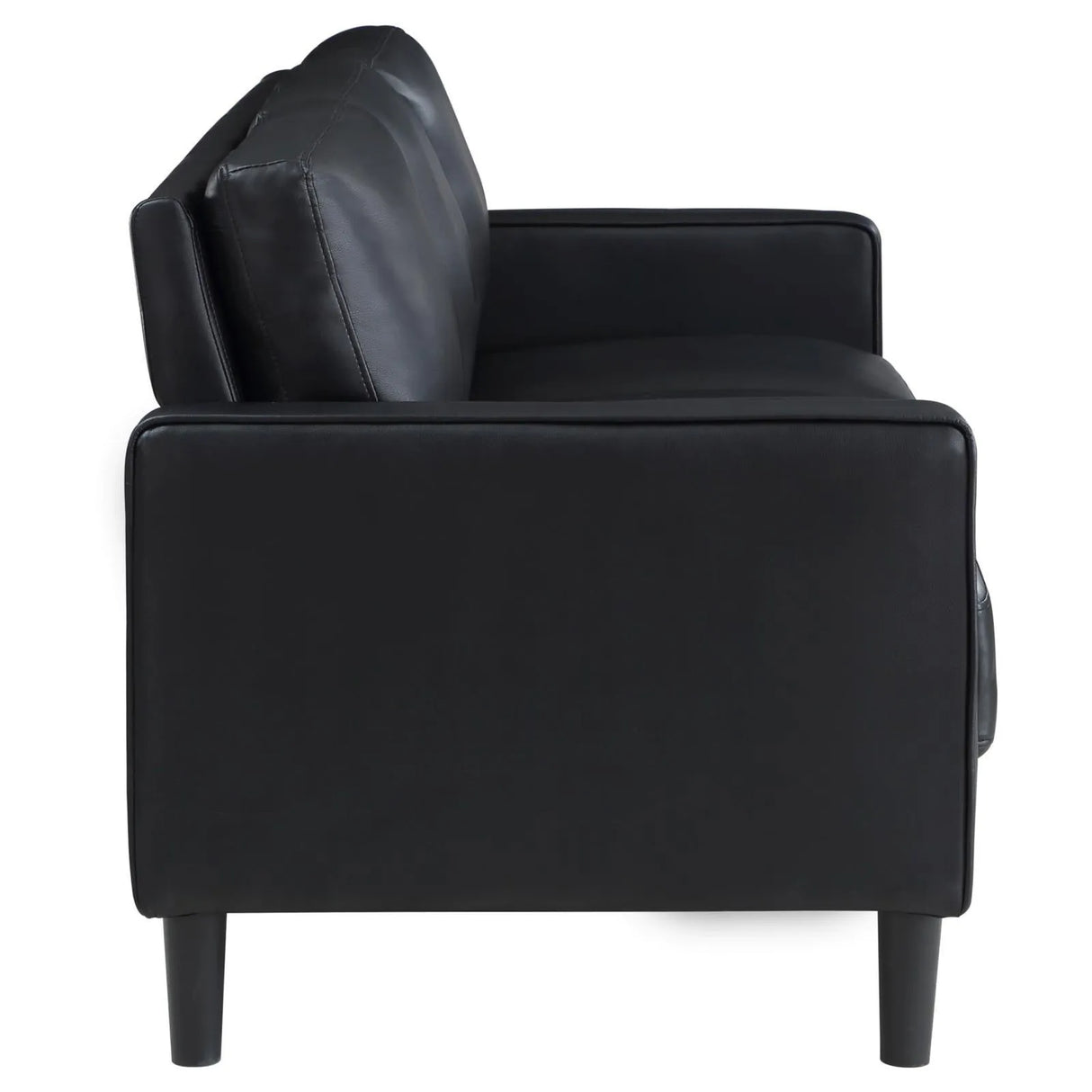 Ruth Black Upholstered Track Arm Faux Leather Sofa by Coaster at Eve Furniture