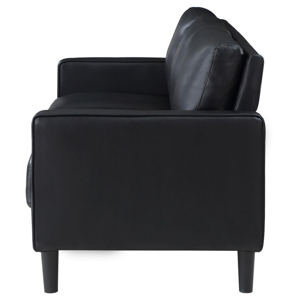 Ruth Black Upholstered Track Arm Faux Leather Sofa by Coaster at Eve Furniture