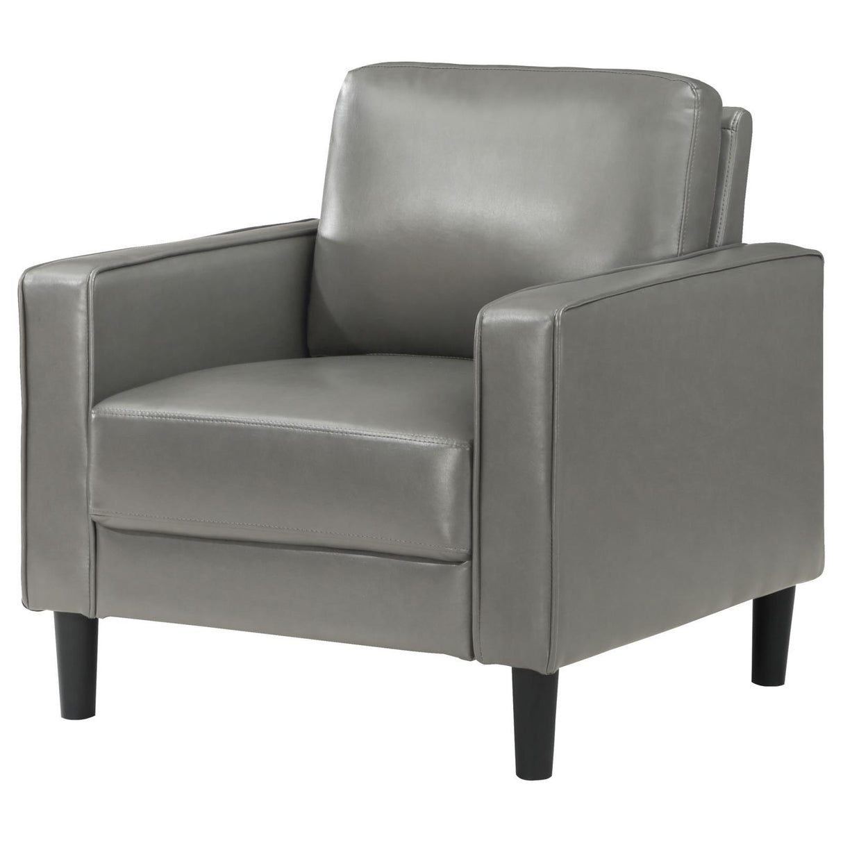 Ruth Grey Faux Leather Upholstered Track Arm Accent Chair by Coaster at Eve Furniture