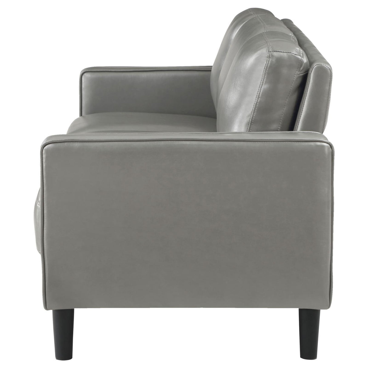 Ruth Grey Upholstered Track Arm Faux Leather Sofa by Coaster at Eve Furniture
