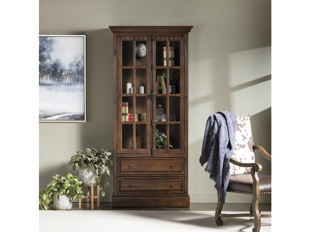Rutherford Brown/Brown Curio Cabinet by Crestview at Eve Furniture