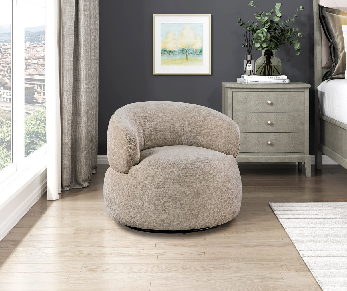 Ruvo Light Brown Swivel Accent Chair by Homelegance at Eve Furniture