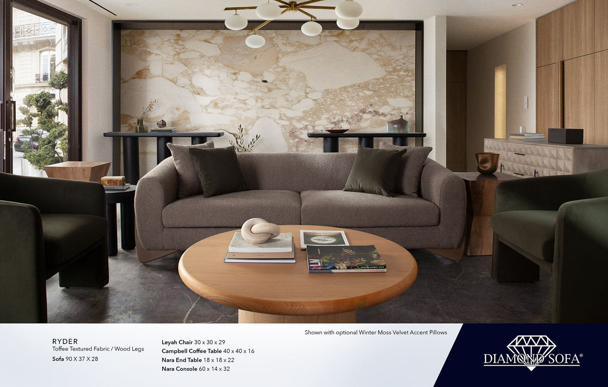 Ryder 92 Inch Sofa In Toffee Polyester Fabric by Diamond Sofa at Eve Furniture