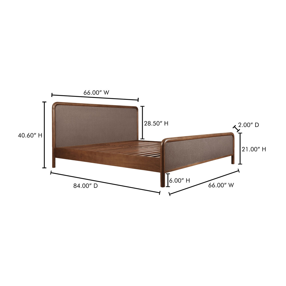 Rye Warm Brown Queen Bed by Moe's Home at Eve Furniture