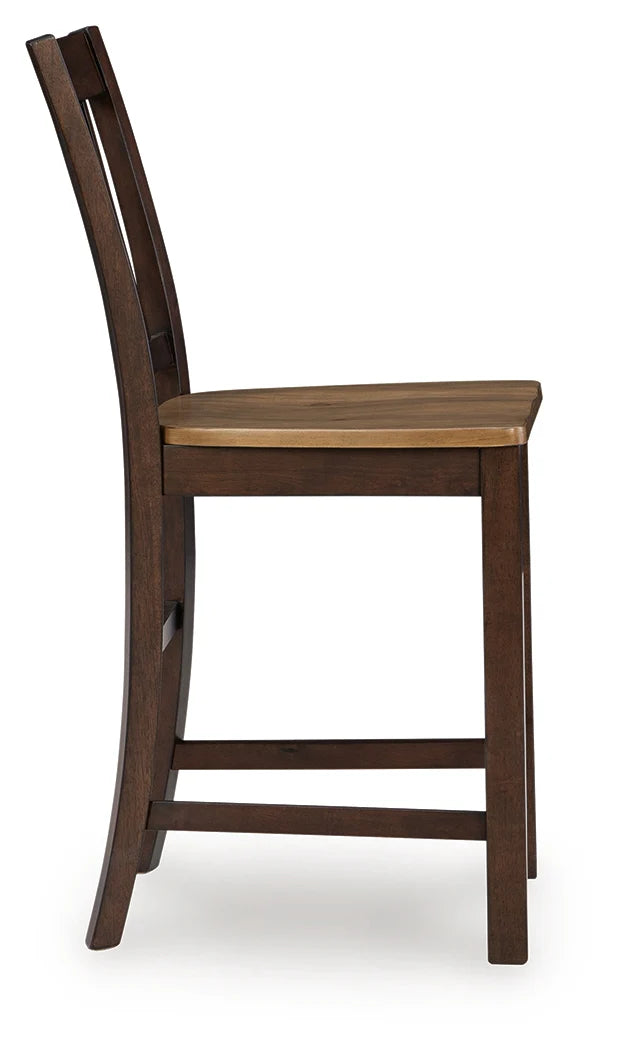 Rylandeen Light Brown/Dark Brown Counter Height Dining Table and 4 Barstools and Bench by Ashley at Eve Furniture