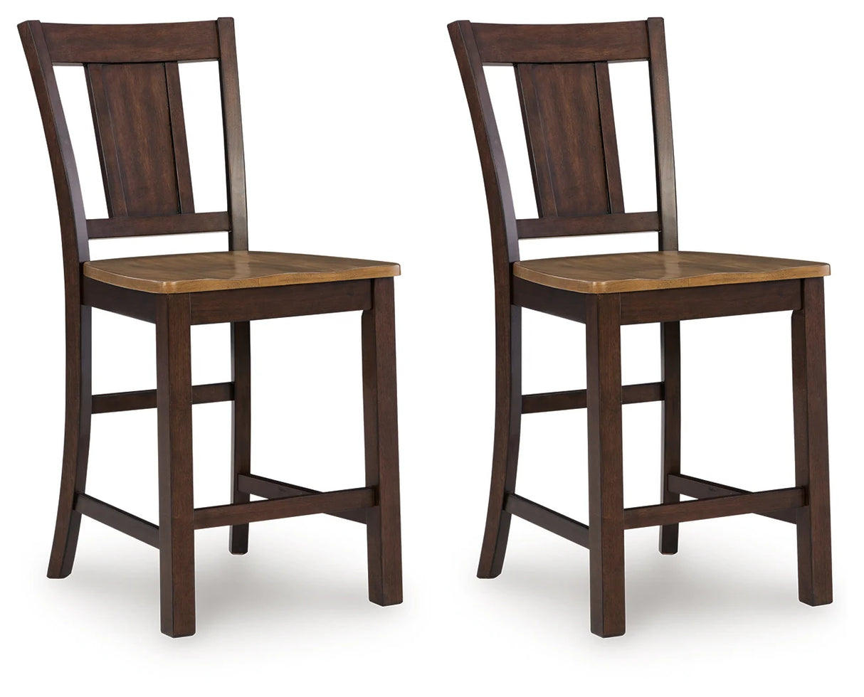 Rylandeen Light Brown/Dark Brown Counter Height Dining Table and 4 Barstools and Bench by Ashley at Eve Furniture