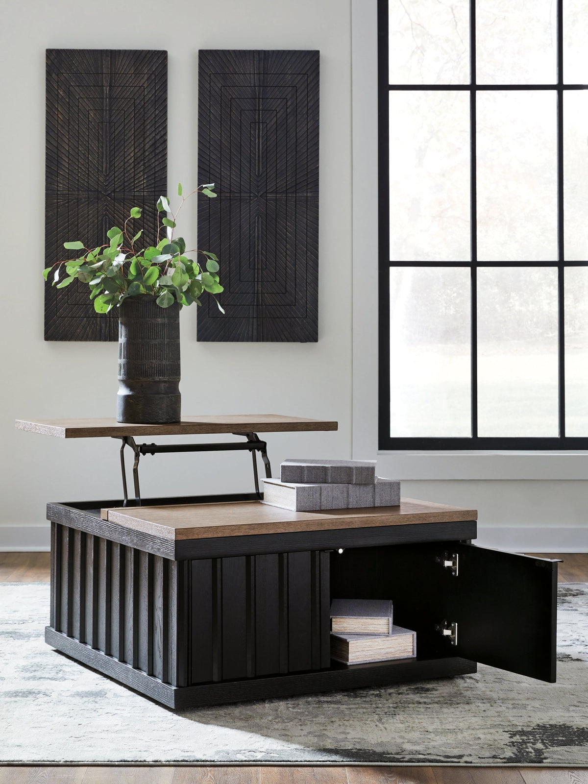 Rylandyn Black/Light Brown Lift-Top Coffee Table by Ashley at Eve Furniture